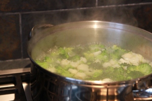 Have the blanching veg next to your wok, ready to add. 